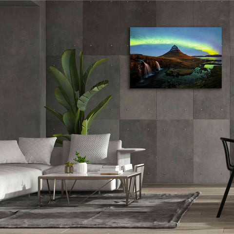Image of 'Northern Light Aurora Borealis Over Kirkjufell 1' by Epic Portfolio, Giclee Canvas Wall Art,60x40