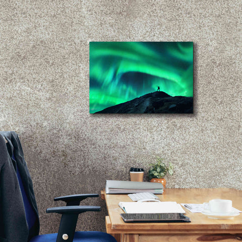 Image of 'Northern Lights And Woman' by Epic Portfolio, Giclee Canvas Wall Art,26x18