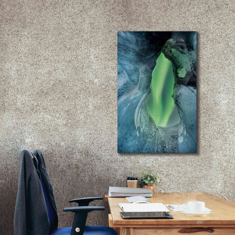 Image of 'Northern Lights Aurora Borealis Over Glacier Ice 1' by Epic Portfolio, Giclee Canvas Wall Art,26x40