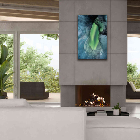 Image of 'Northern Lights Aurora Borealis Over Glacier Ice 1' by Epic Portfolio, Giclee Canvas Wall Art,26x40