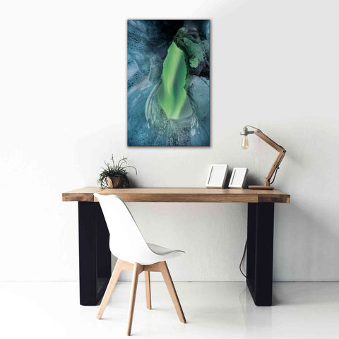Image of 'Northern Lights Aurora Borealis Over Glacier Ice 1' by Epic Portfolio, Giclee Canvas Wall Art,26x40