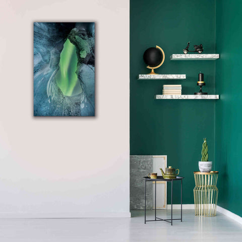 Image of 'Northern Lights Aurora Borealis Over Glacier Ice 1' by Epic Portfolio, Giclee Canvas Wall Art,26x40