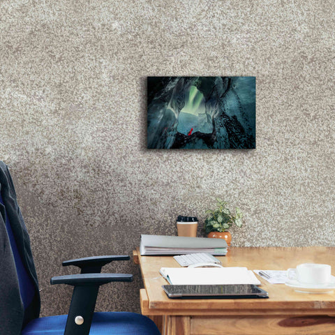Image of 'Northern Lights Aurora Borealis Over Glacier Ice 2' by Epic Portfolio, Giclee Canvas Wall Art,18x12