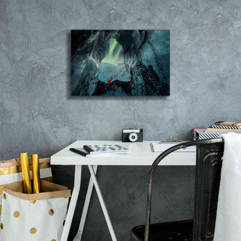 Image of 'Northern Lights Aurora Borealis Over Glacier Ice 2' by Epic Portfolio, Giclee Canvas Wall Art,18x12