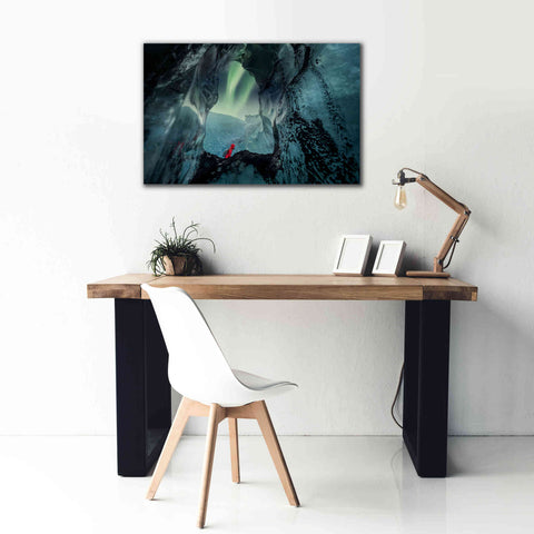 Image of 'Northern Lights Aurora Borealis Over Glacier Ice 2' by Epic Portfolio, Giclee Canvas Wall Art,40x26