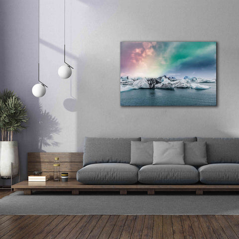 Image of 'Northern Lights Aurora Borealis Over Jokulsarlon' by Epic Portfolio, Giclee Canvas Wall Art,60x40