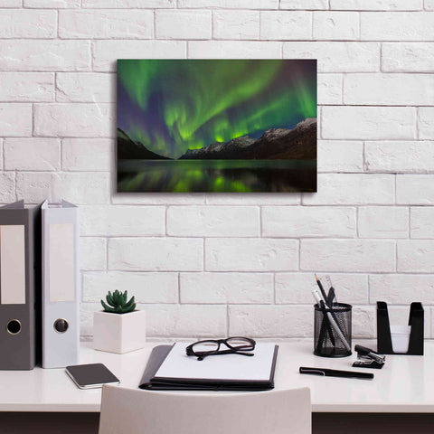 Image of 'Northern Lights In Ersfjorden' by Epic Portfolio, Giclee Canvas Wall Art,18x12