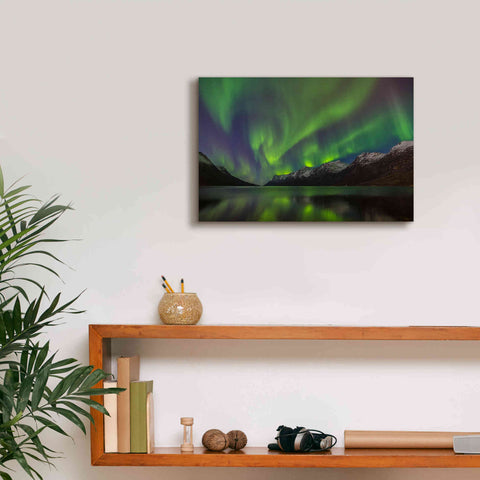 Image of 'Northern Lights In Ersfjorden' by Epic Portfolio, Giclee Canvas Wall Art,18x12