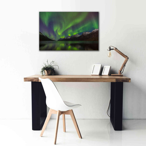 Image of 'Northern Lights In Ersfjorden' by Epic Portfolio, Giclee Canvas Wall Art,40x26