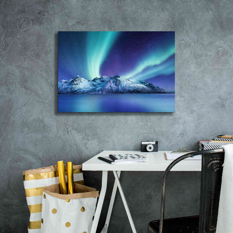 Image of 'Northern Lights In The Lofoten Islands Norway 1' by Epic Portfolio, Giclee Canvas Wall Art,26x18