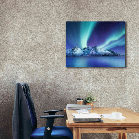 Image of 'Northern Lights In The Lofoten Islands Norway 1' by Epic Portfolio, Giclee Canvas Wall Art,34x26