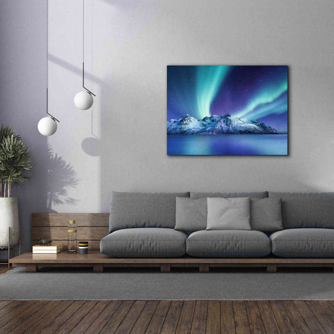 Image of 'Northern Lights In The Lofoten Islands Norway 1' by Epic Portfolio, Giclee Canvas Wall Art,54x40