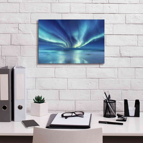 Image of 'Northern Lights In The Lofoten Islands Norway 3' by Epic Portfolio, Giclee Canvas Wall Art,18x12