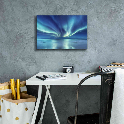 Image of 'Northern Lights In The Lofoten Islands Norway 3' by Epic Portfolio, Giclee Canvas Wall Art,18x12