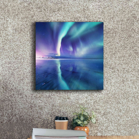 Image of 'Northern Lights In The Lofoten Islands Norway 4' by Epic Portfolio, Giclee Canvas Wall Art,18x18