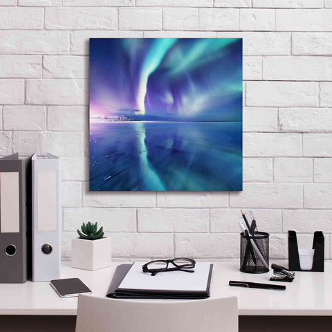 Image of 'Northern Lights In The Lofoten Islands Norway 4' by Epic Portfolio, Giclee Canvas Wall Art,18x18