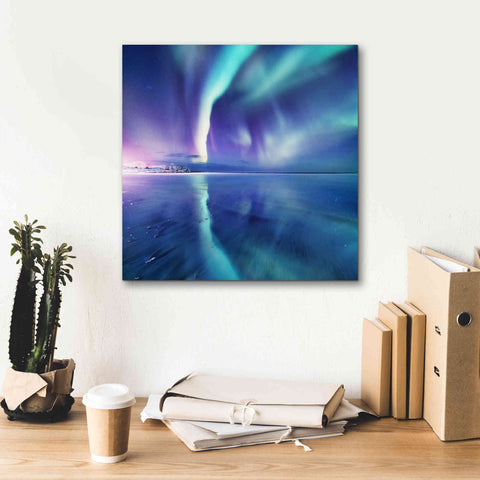 Image of 'Northern Lights In The Lofoten Islands Norway 4' by Epic Portfolio, Giclee Canvas Wall Art,18x18