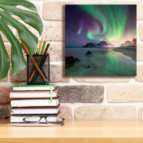 Image of 'Northern Lights In The Lofoten Islands Norway 5' by Epic Portfolio, Giclee Canvas Wall Art,12x12