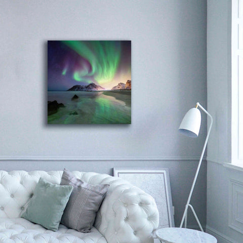 Image of 'Northern Lights In The Lofoten Islands Norway 5' by Epic Portfolio, Giclee Canvas Wall Art,37x37