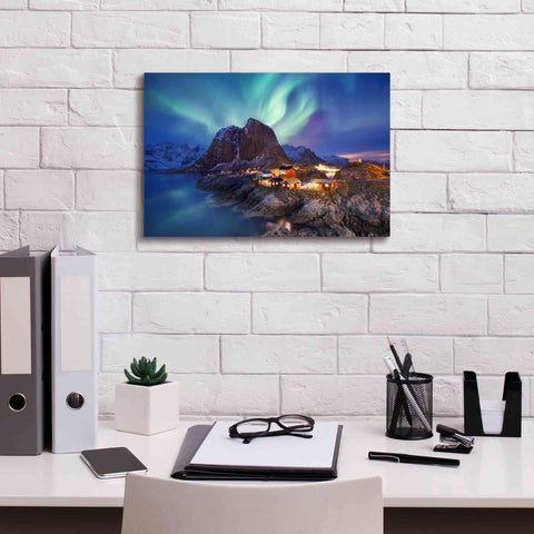 Image of 'Northern Lights In The Lofoten Islands Norway 9' by Epic Portfolio, Giclee Canvas Wall Art,18x12