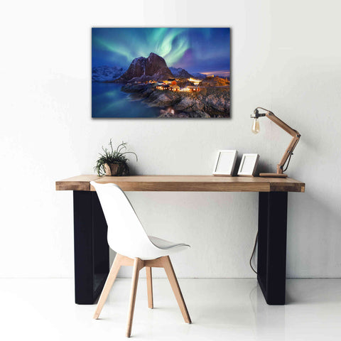 Image of 'Northern Lights In The Lofoten Islands Norway 9' by Epic Portfolio, Giclee Canvas Wall Art,40x26