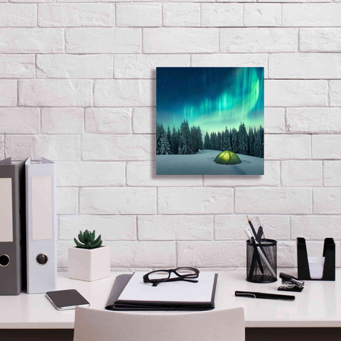 Image of 'Northern Lights In Winter Forest 1' by Epic Portfolio, Giclee Canvas Wall Art,12x12