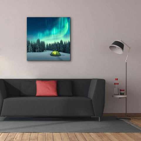 Image of 'Northern Lights In Winter Forest 1' by Epic Portfolio, Giclee Canvas Wall Art,37x37