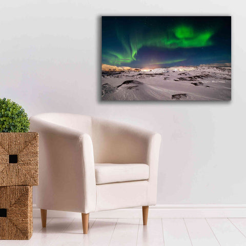 Image of 'Northern Lights On The Arctic Ocean Shore 2' by Epic Portfolio, Giclee Canvas Wall Art,40x26