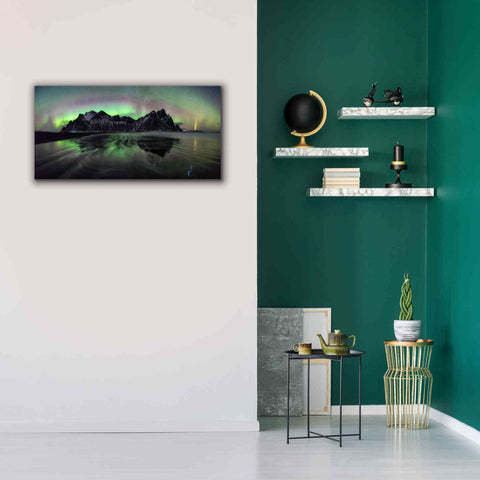 Image of 'Water And Mountain During Northern Lights' by Epic Portfolio, Giclee Canvas Wall Art,40x20