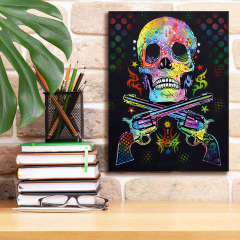Image of 'Skull & Guns' by Dean Russo, Giclee Canvas Wall Art,12x16