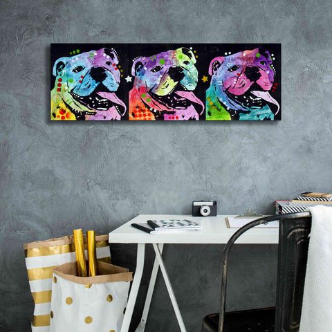 Image of '3 Bulldogs' by Dean Russo, Giclee Canvas Wall Art,36x12