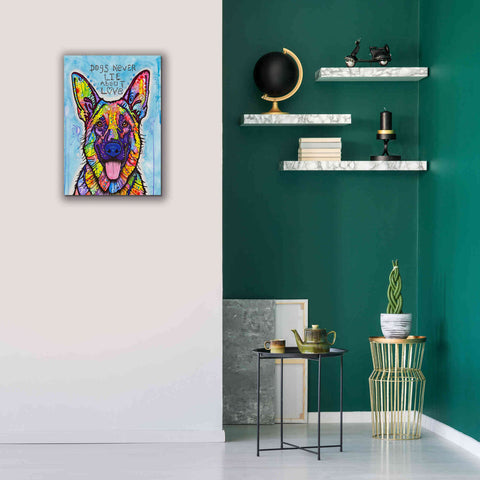 Image of 'Dogs Never Lie' by Dean Russo, Giclee Canvas Wall Art,18x26