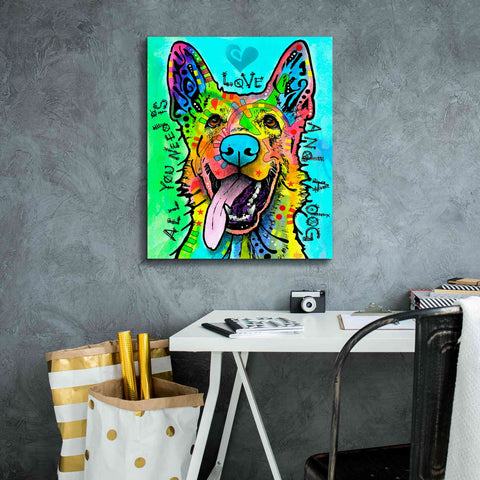 Image of 'Love And A Dog' by Dean Russo, Giclee Canvas Wall Art,20x24