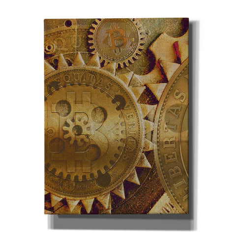 Image of 'Grunge Bitcoin Five' by Steve Hunziker, Canvas Wall Art