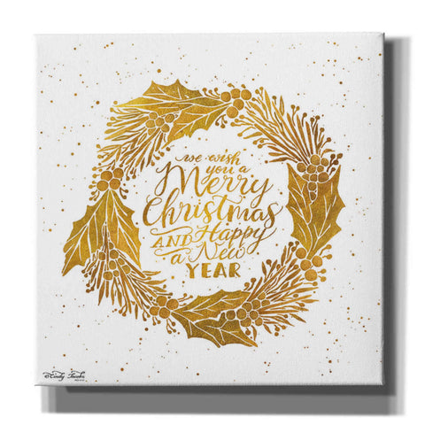 Image of 'Christmas and New Year Gold Wreath' by Cindy Jacobs, Canvas Wall Art