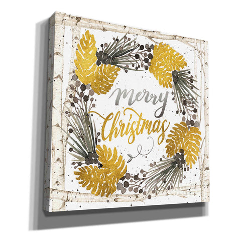 Image of 'Merry Christmas Birch Wreath' by Cindy Jacobs, Canvas Wall Art