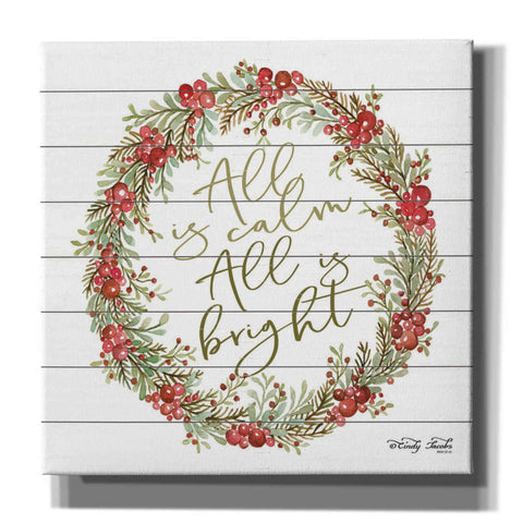Image of 'All is Calm Berry Wreath' by Cindy Jacobs, Canvas Wall Art