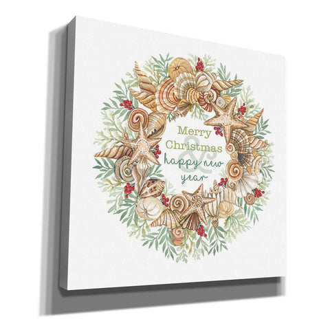 Image of 'Coastal Wreath Merry Christmas' by Cindy Jacobs, Canvas Wall Art