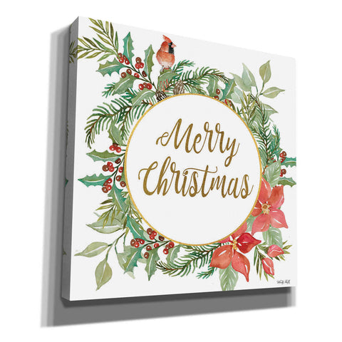 Image of 'Merry Christmas Cardinal Wreath' by Cindy Jacobs, Canvas Wall Art