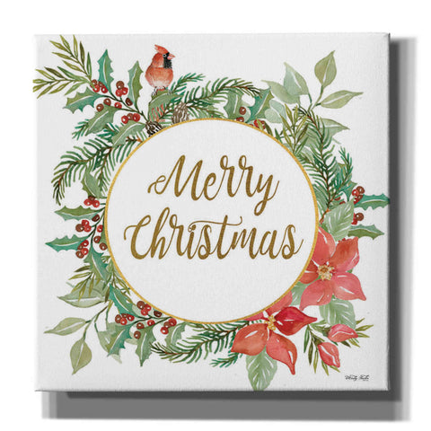 Image of 'Merry Christmas Cardinal Wreath' by Cindy Jacobs, Canvas Wall Art