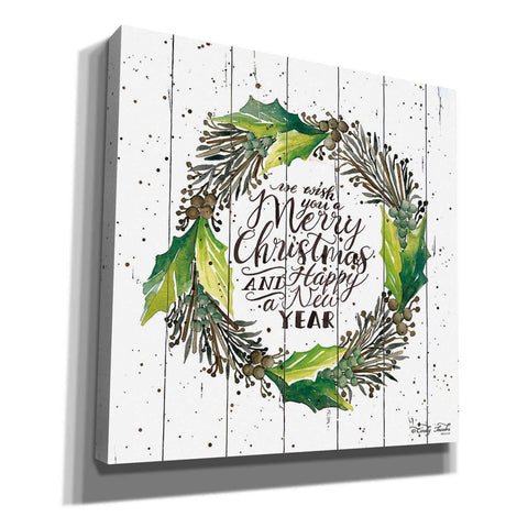 Image of 'Merry Christmas and Happy New Year Wreath' by Cindy Jacobs, Canvas Wall Art