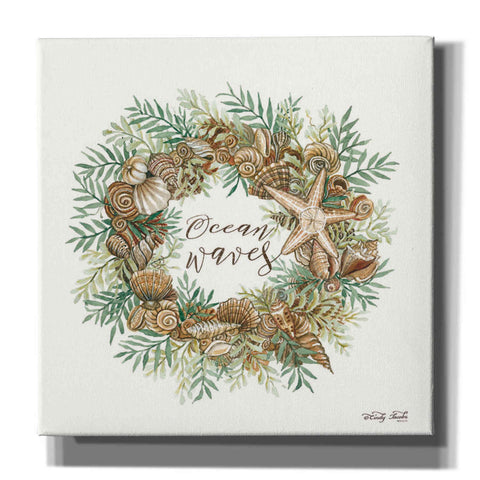 Image of 'Ocean Waves Shell Wreath' by Cindy Jacobs, Canvas Wall Art
