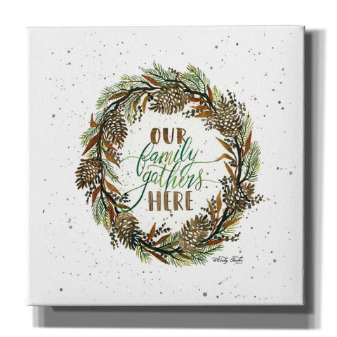Image of 'Our Family Gathers Here Wreath' by Cindy Jacobs, Canvas Wall Art