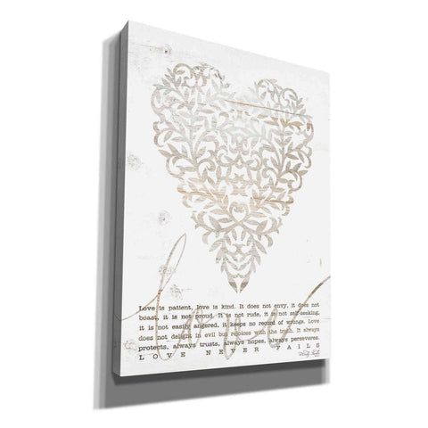 Image of 'Love Never Fails with Heart' by Cindy Jacobs, Canvas Wall Art