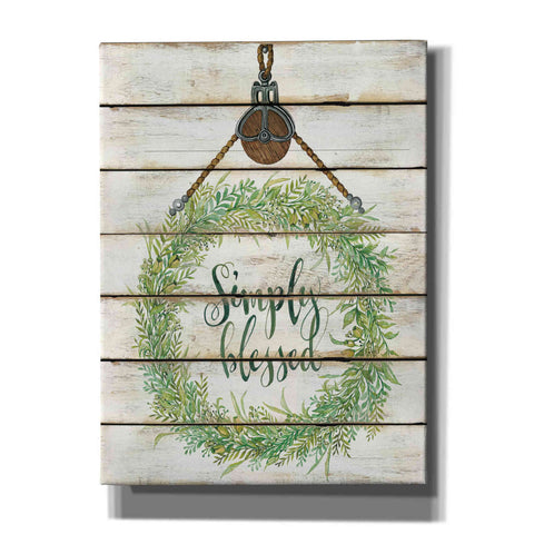 Image of 'Simply Blessed Wreath on Wood Panels' by Cindy Jacobs, Canvas Wall Art