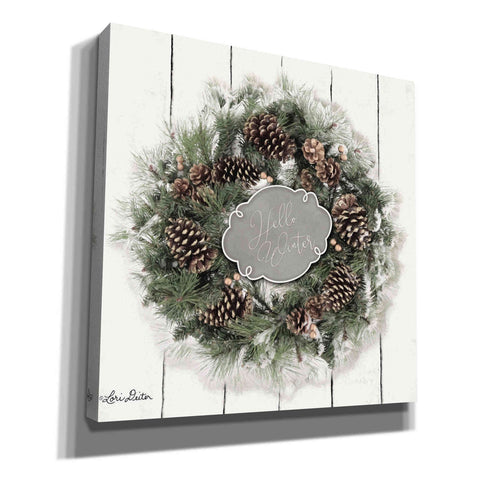 Image of 'Hello Winter Wreath' by Lori Deiter, Canvas Wall Art