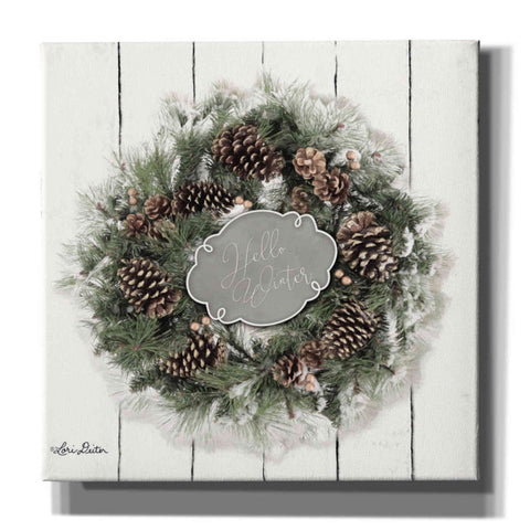 Image of 'Hello Winter Wreath' by Lori Deiter, Canvas Wall Art
