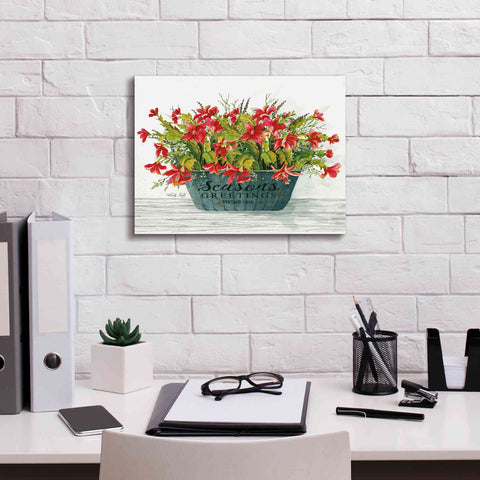 Image of 'Seasons Greetings Pot' by Cindy Jacobs, Canvas Wall Art,16 x 12