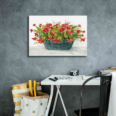 Image of 'Seasons Greetings Pot' by Cindy Jacobs, Canvas Wall Art,26 x 18