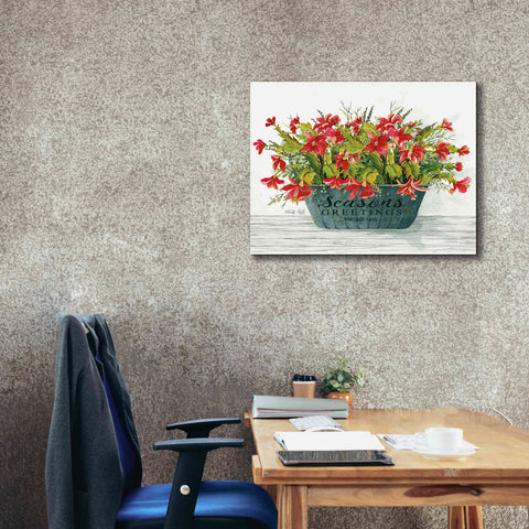 Image of 'Seasons Greetings Pot' by Cindy Jacobs, Canvas Wall Art,34 x 26